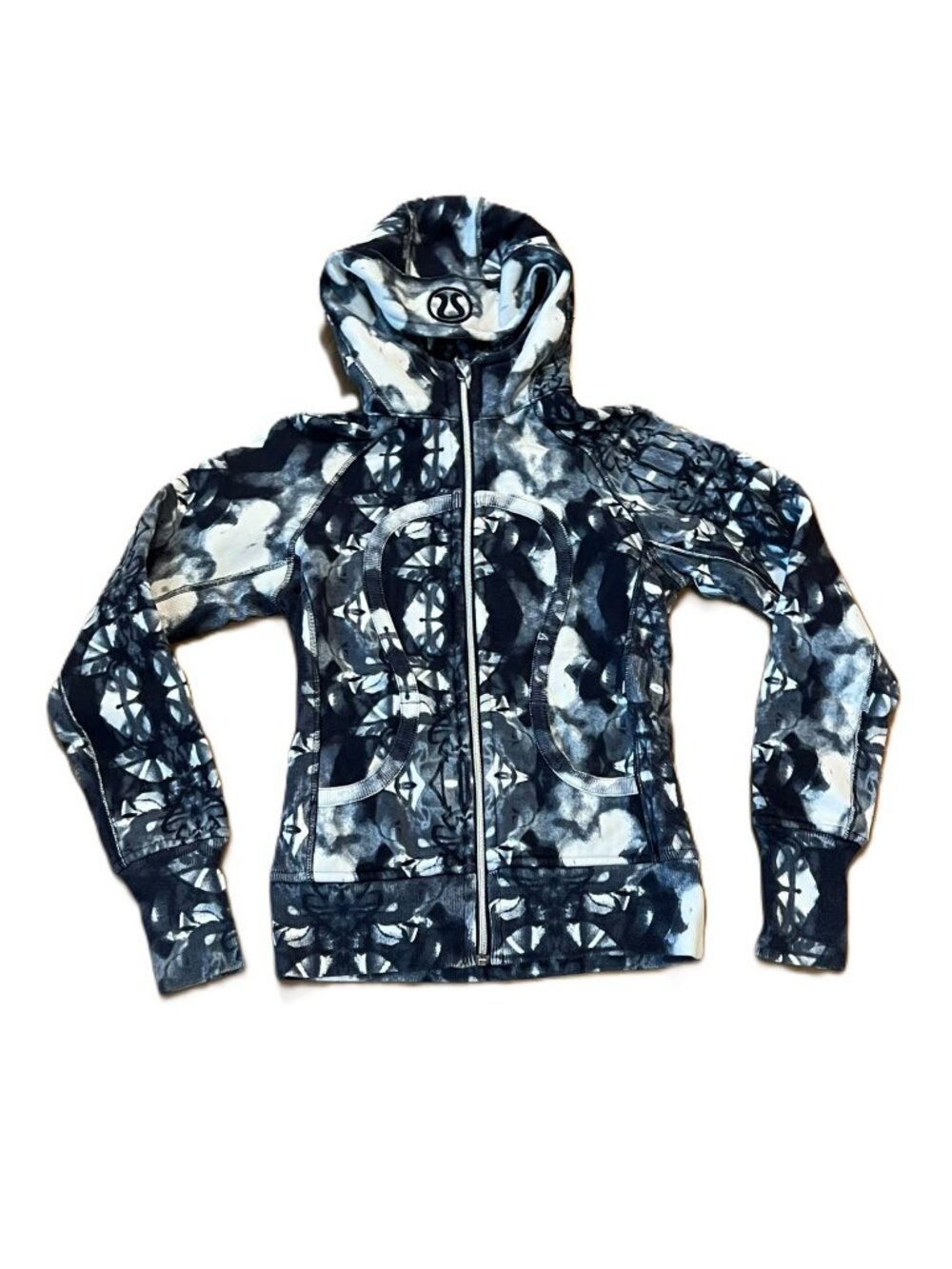 Lululemon Scuba Hoodie Zip Up Ink Blot White Deep Indigo / Deep Indigo Size 4